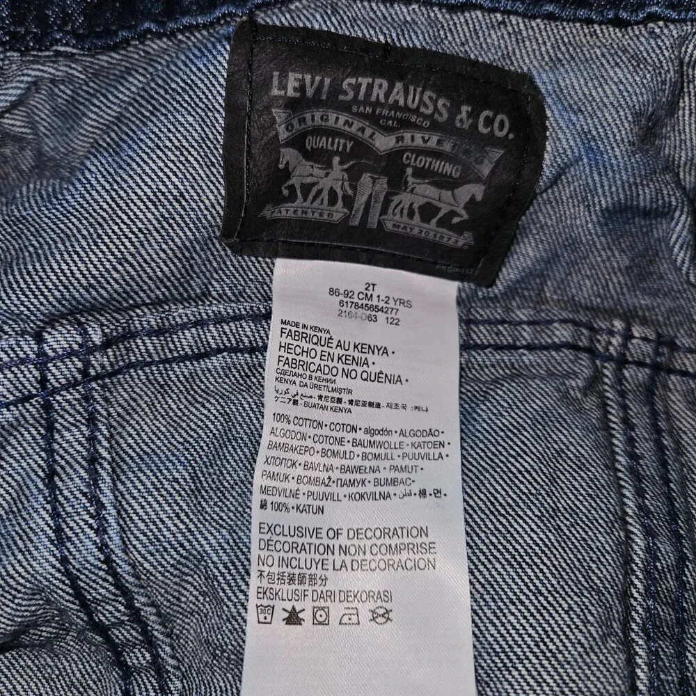 Levi Strauss Girls Toddler 2T Blue Jean Denim Jacket Snap Front (wash wear)